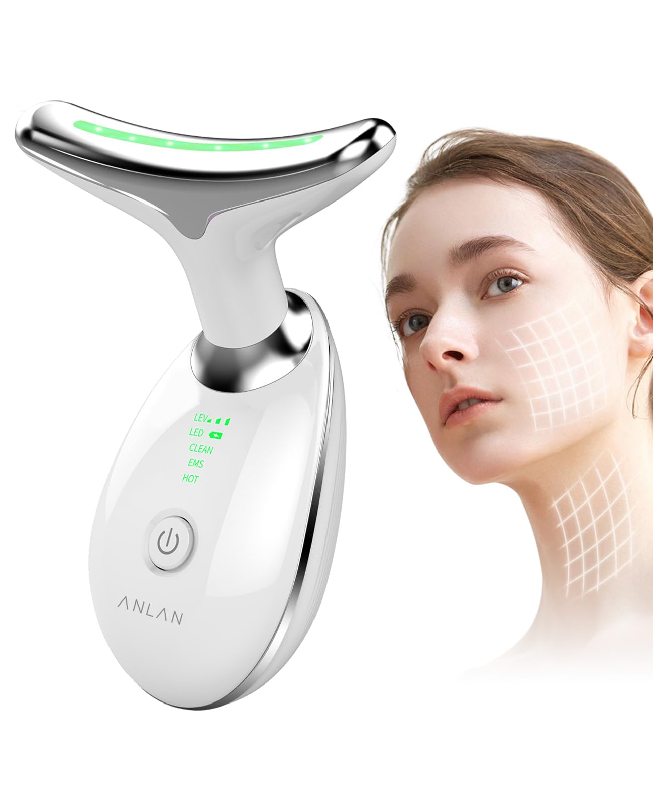 ANLAN Face Massager, Anti-Wrinkle Face Device with 3 Modes 45°C for SkinTightening & Neck Lifting EMS Massage Face Toning Firming for Women