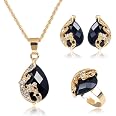 LifflyLadys Crystal Jewelry Set - 18K Gold Plated Necklace, Earrings, Bracelet, Ring For Women