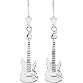 .925 Sterling Silver Electric Guitar Lever back Dangle Earrings