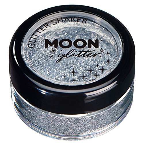 Fine Glitter Shakers by Moon Glitter - 100% Cosmetic Glitter for Face, Body, Nails, Hair and Lips - 0.17oz - Silver