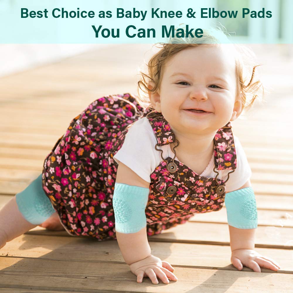Set of 2 Baby Knee and Elbow Pads for Crawling Toddlers, Girls, Boys