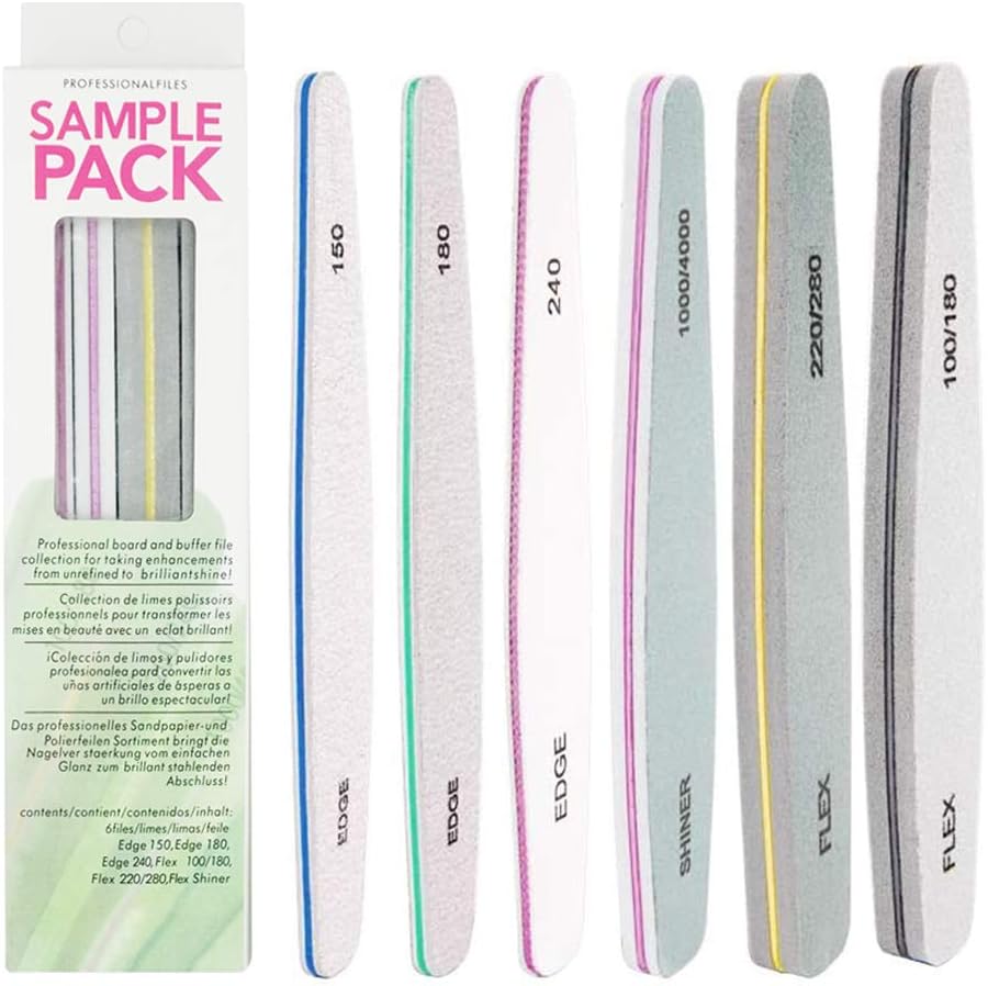 Nail Files - Lankerx 6 Pieces Professional Nail File Set, Washable Double Sided Emery Board Nail Files, for Nail Trimming Grinding Polishing Shining Manicure Tools