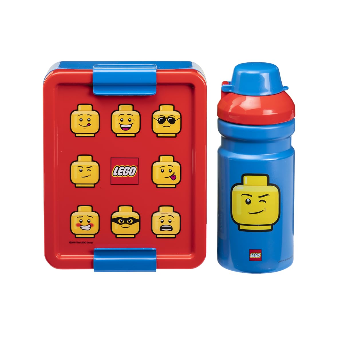 LEGO LUNCH SET - ICONIC design, Fun & Functional 390ml Bottle & Lunch Box for Kids & Adults, Dishwasher Safe, Perfect for Meals on the Go, Red & Blue
