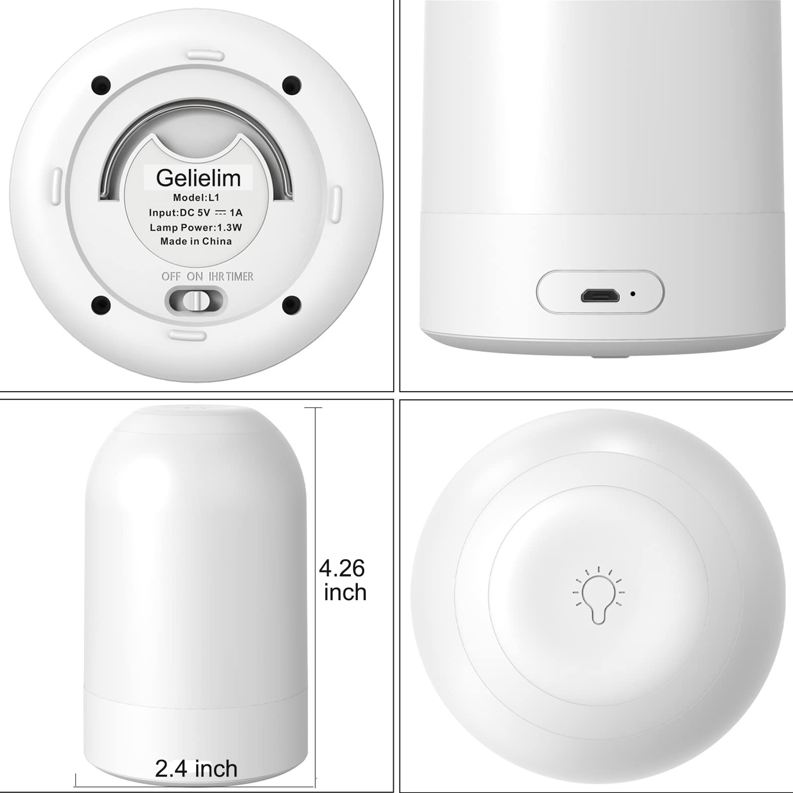 G Keni Baby Night Light, Touch Bedside Table Lamp, Timer & RGB Mode, Dimmable Small Lamp for Bedrooom, USB Rechargeable Battery Smart Night Lamp for Nightstand