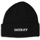 Custom Patch Beanie Sheriff Print Style Skull Cap Hats for Men & Women Acrylic Winter Hats One Size