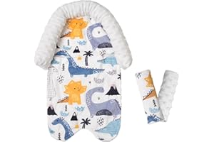 BORYOKUN 2-in-1Baby Car Seat Head Support & Strap Covers Set for Newborn Infant, Extra Soft Car Seat Insert Cushion Pad, Perfect for Carseats, Strollers, Bouncers