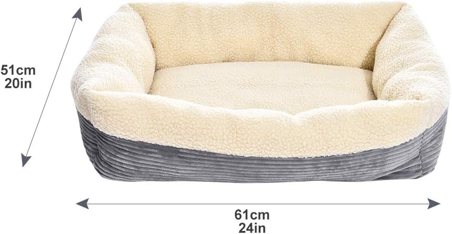 Amazon Basics Cat and Dog Bed, Washable Puppy Sofa, 61 cm, Grey, 61 x 51 x 18 cm (L x W x H) - Image 5