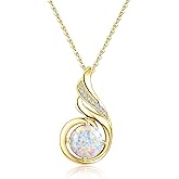 KINGWHYTE Opal Necklace 925 Sterling Silver Phoenix Princess Necklace, Opal Pendant for Women Birthstone Jewelry Birthday Gift for Her