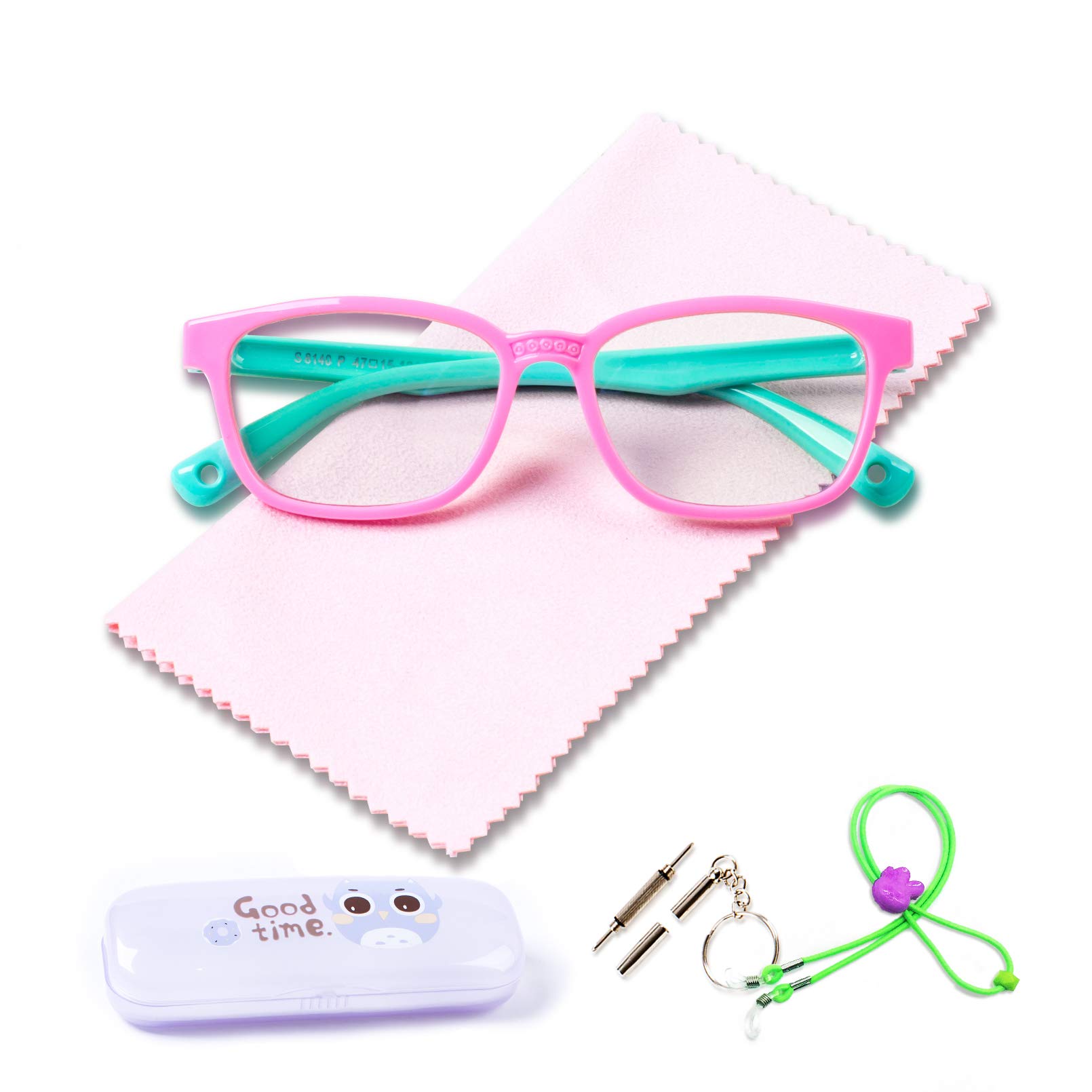AetrvoHope Blue Light Blocking Glasses for Kids Girls,Pink Cute Computer Glasses for Kids Age 3-12,Flexible Silicone Unbreakable Frame Gaming Glasses for Children,Anti UV&Eyestrain