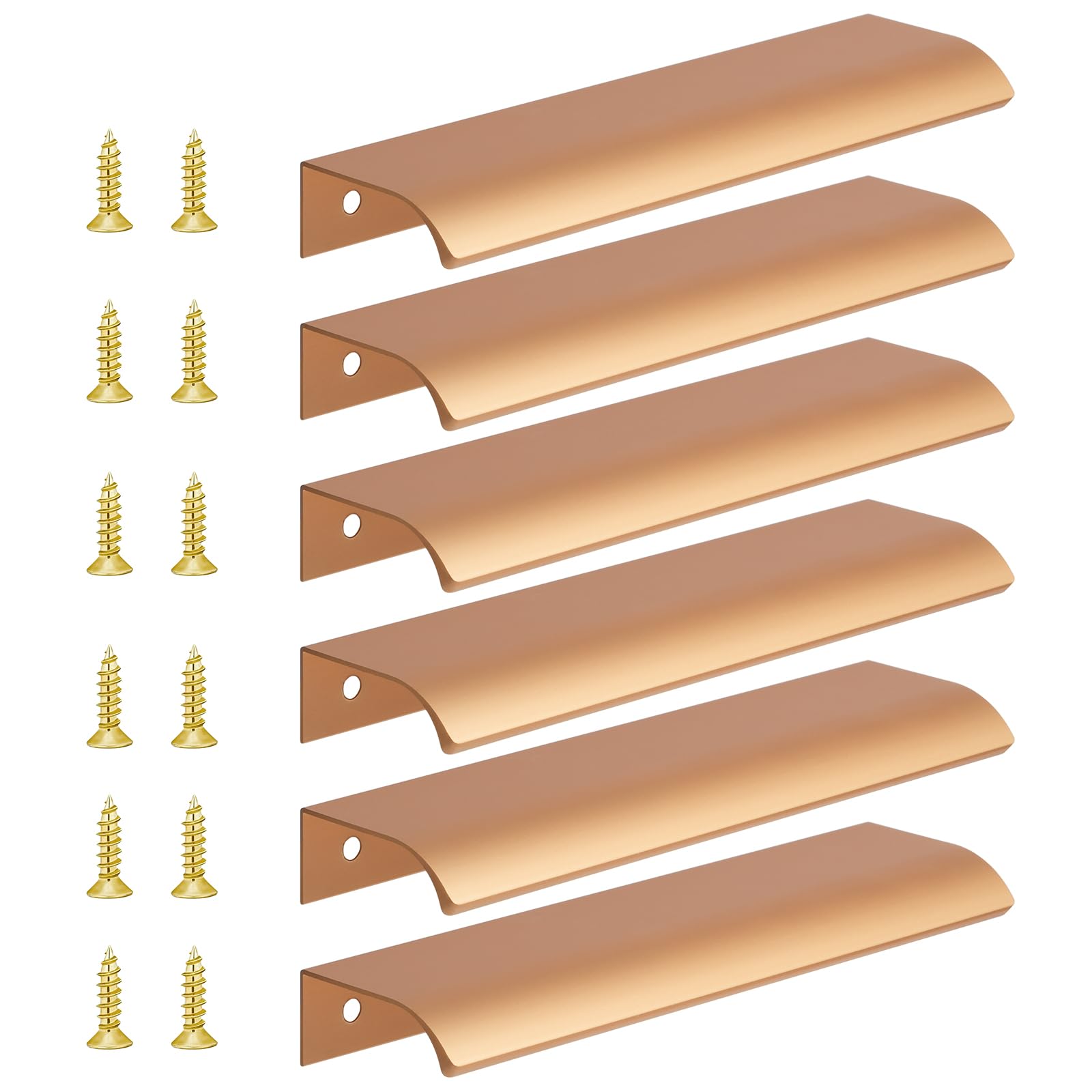 Flintronic 6 Pack Modern Gold 150mm x 128mm Aluminum Alloy Cabinet Hardware Handles