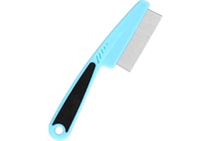 Jeufond Flea Comb with Rubber Handle, Fine Teeth Lice Comb, Professional Grooming Comb Pet Hair Comb for Dog Cat Small Pets (Blue)