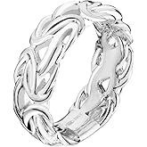 Miabella 925 Sterling Silver Italian 7mm Byzantine Band Ring for Women Made in Italy