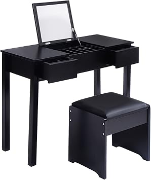 Amazon Com Ayamastro 35 5 Black Vanity Dressing Table Set Make