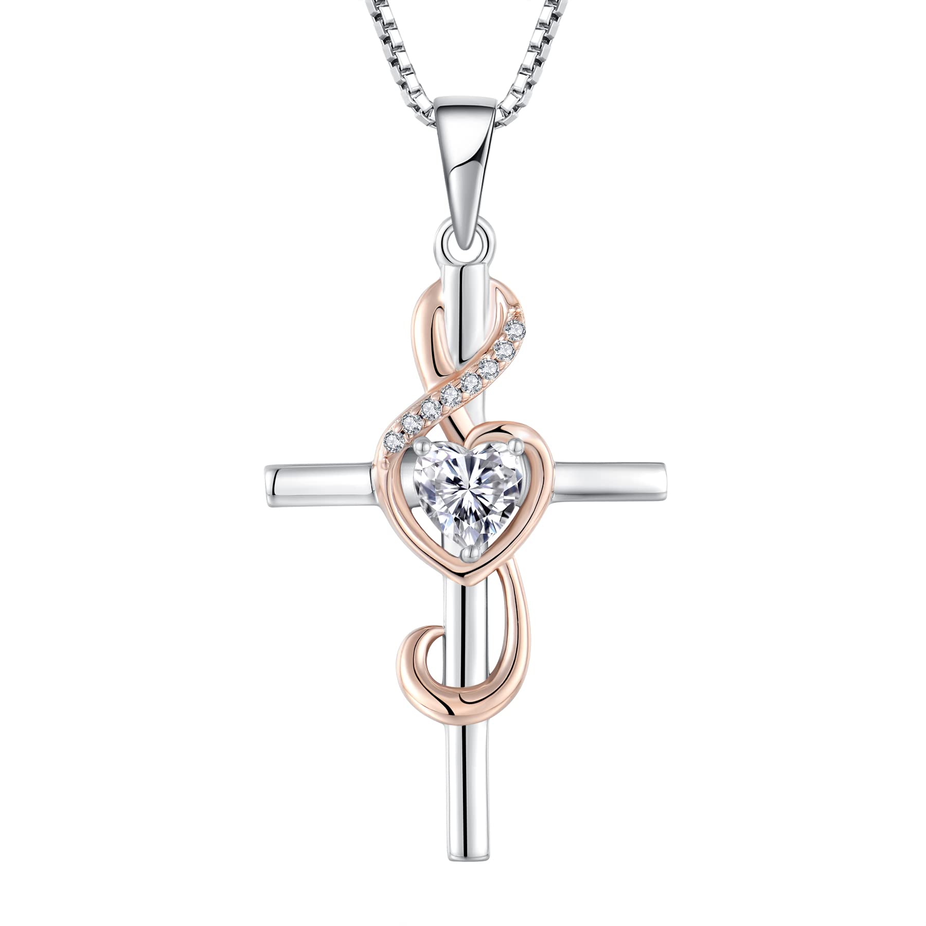 starchenie Musical Note Necklace Heart with Cross 925 Sterling Silver Necklace for Women