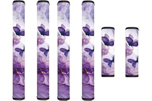 Garucesta Fridge Microwave Door Handle Covers Pack of 6 Keep Kitchen Appliances Clean from Smudges, Fingerprints, Stains, Decorative Refrigerator Accessories, Violet Butterfly Marble
