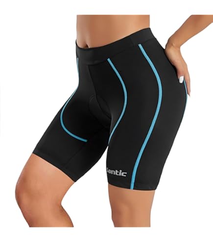 BALEAF Short de cyclisme rembourré 3D pour femme - Taille haute - Contrôle du ventre - Collants 3/4 UPF 50+ - Ligne noire - M