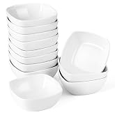 MALACASA 5 oz Porcelain Dip Bowls Set, 12 Pack Small Ramekins Stackable | Stackable Porcelain Dipping Sauce Dishes for Dessert, Snack, Brulee and Charcuterie