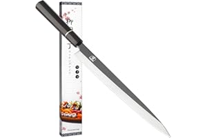 Gourmetop Japanese Sashimi Knife Sushi Knife 10 Inch, Japanese VG10 Yanagiba Chef Knife for Sashimi & Salmon with Ebony Wood 