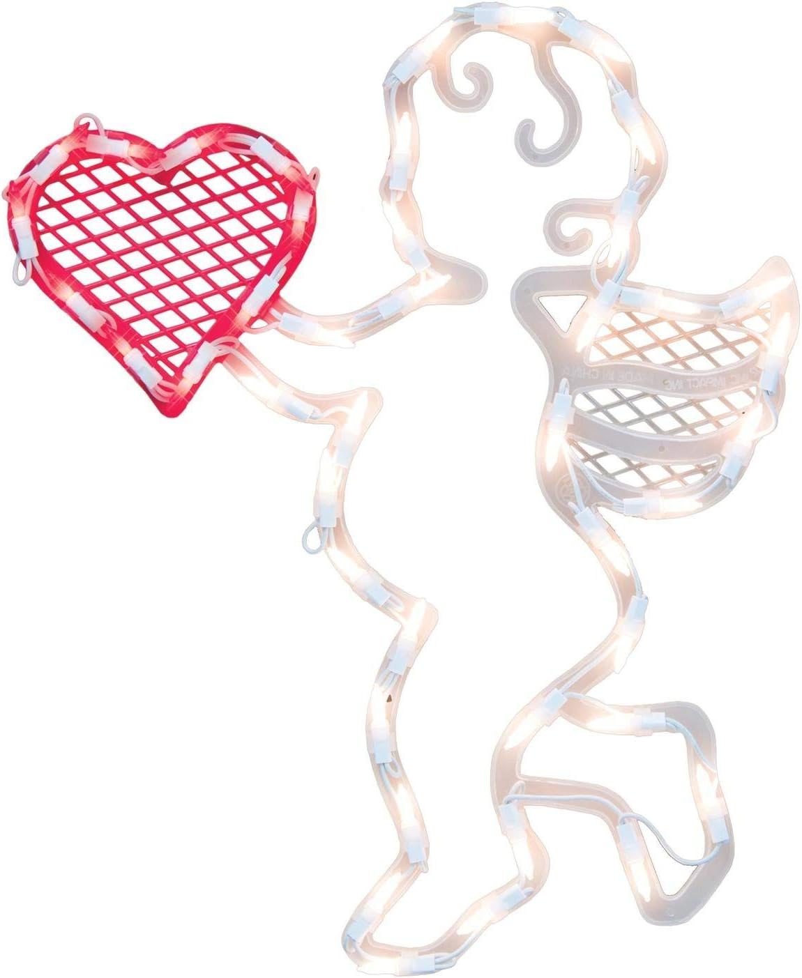 17" VALENTINES DAY LIGHTED CUPID HEART WINDOW DECORATION