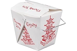 Bits N Things Pagoda Chinese Take Out Boxes with Wire Handle 16 Oz/Pint Size (25 Count)