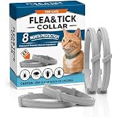 PDKIVFI Flea and Tick Collar for Cat, Tick Collar for Cats, Cat Flea Tick Collar, Flea Collar for Cats, Lasts Up to 8 Months, Cat Flea Collar for Indoor &amp; Outdoor Use, People/Pet Friendly, 4 Pack