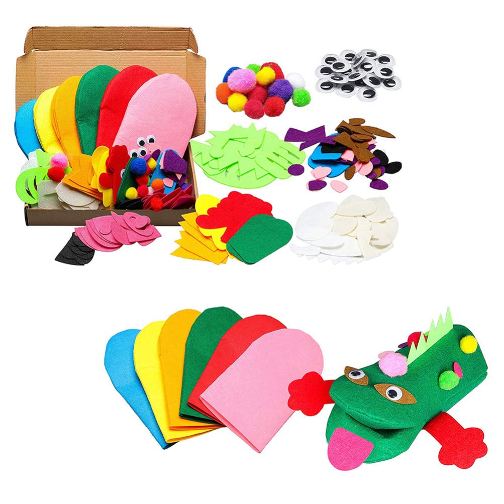 ULTNICE 1 Set DIY Hand Puppet Making Kit for Kids Art Craft Felt Sock Puppet Diy Make Your Own