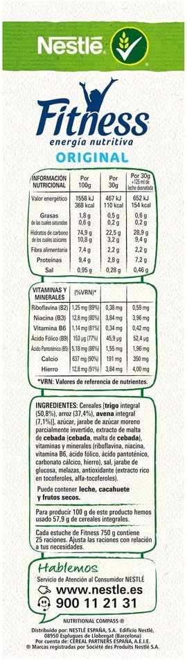Cereales Nestlé Fitness Original - Copos de trigo integral, arroz ...