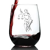 Bevvee Lady Justice - Stemless Wine Glass - Lawyers and Attorneys Themed Gifts or Party Decor - Large 17 Ounce