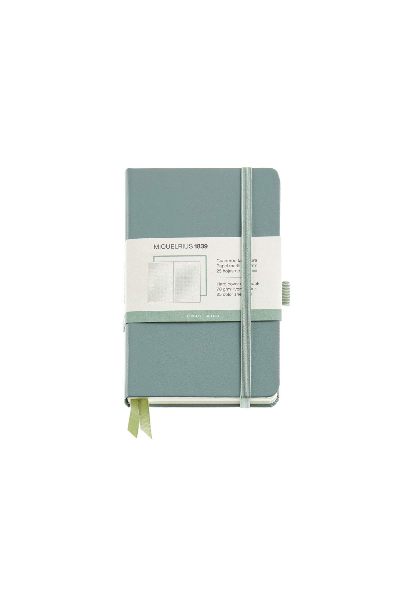 Miquelrius Cute Notebook - Hardwearing Similar Hard Cover - Rubber Closure - Size 140 x 90 mm - 192 Pages of 80 g/m2-5 x 5 mm - Green