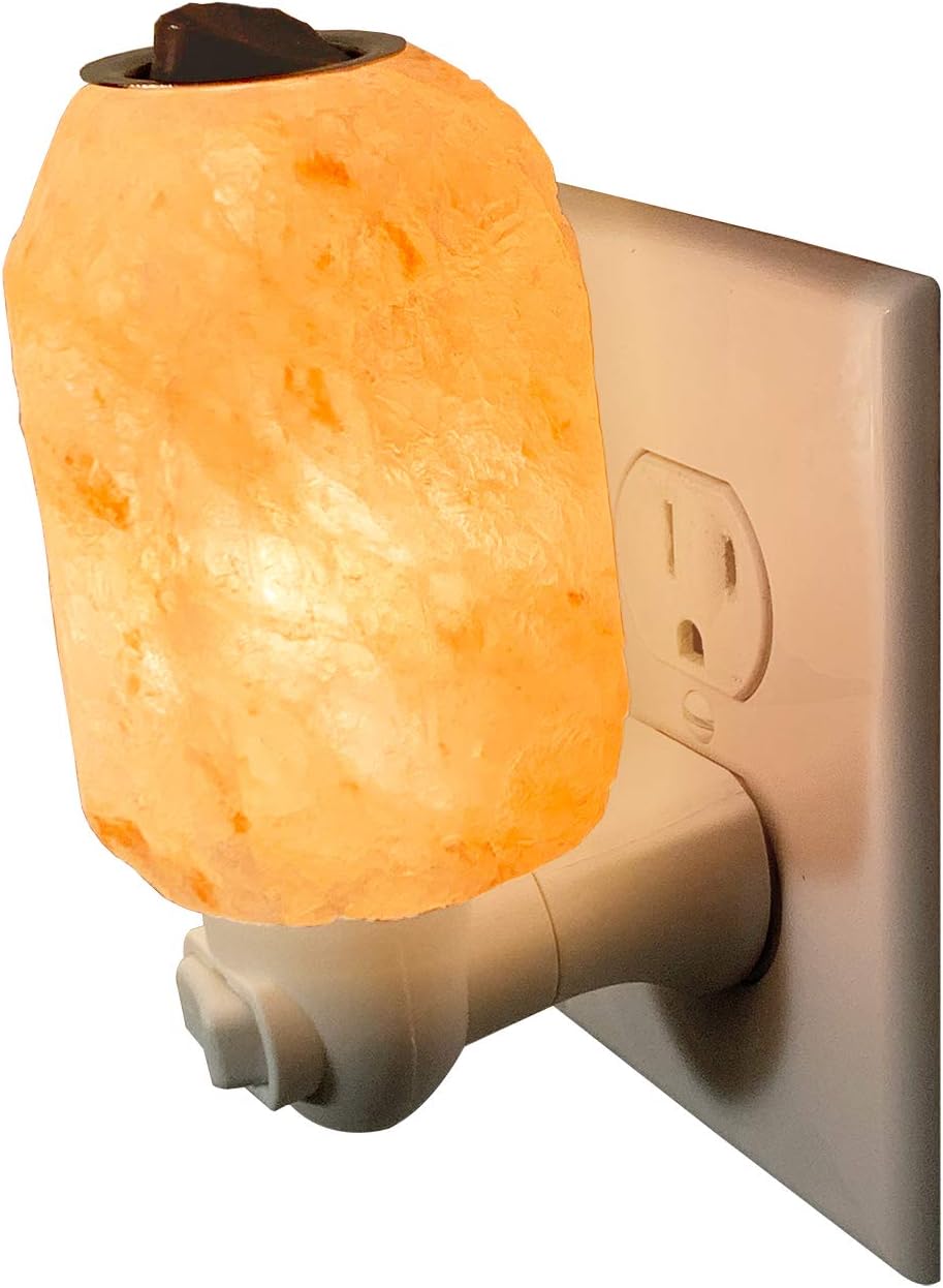 Dream Salts Himalayan Salt Night Light / Scented Oil And Fragrance Wax Warmer Burner / Aroma Therapy / Natural Hand Carved Plugin Lamp (1 Pack, Natural)