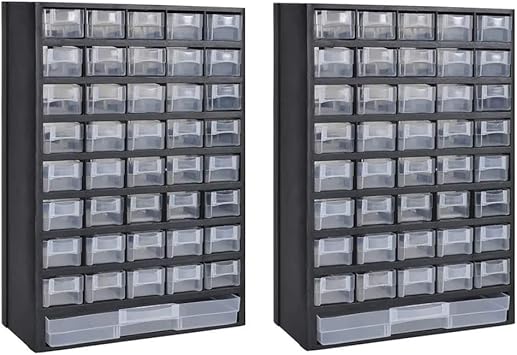 Amazon Com Vidaxl 2x 41 Drawer Plastic Storage Cabinet Tool Box
