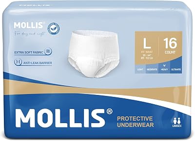 Mollis Incontinence Pants Unisex Large 16 Count Maximum Absorbency