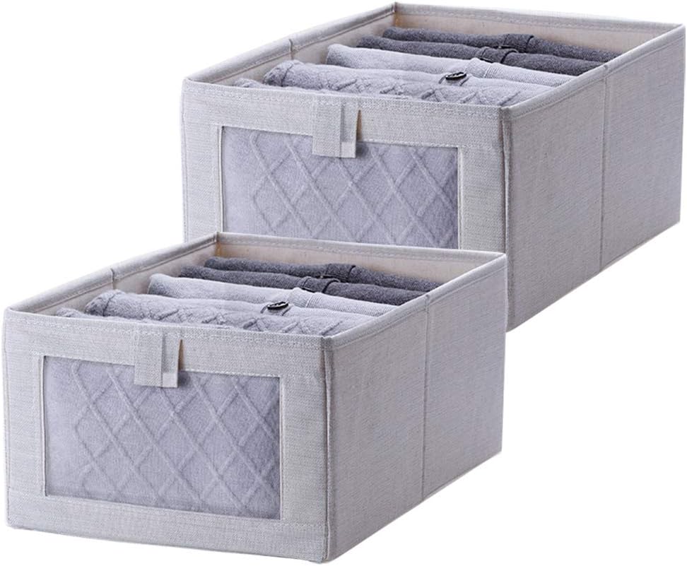 Amazon Com Varma Fabric Storage Cubes With Clear Window Foldable Storage Bins Closet Shelf Organizer Bin Open Storage Baskets For Shelves Closet Home Office Grey 2 Pack Home Kitchen