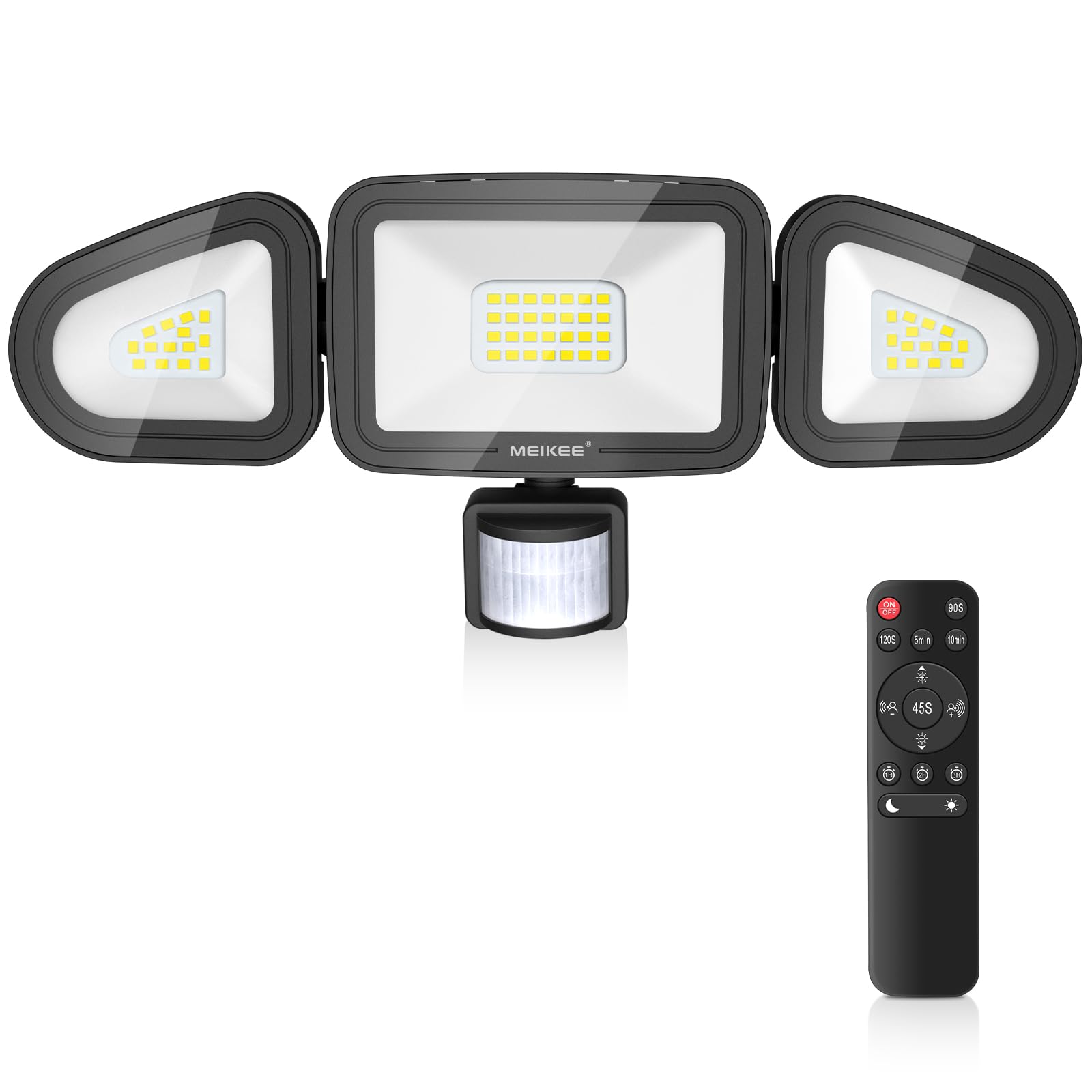 MEIKEE 42W Security Lights Outdoor Motion Sensor 3600LM 6500K Daylight White PIR Floodlights Outdoor 4 Modes Timing with Remote Control IP66 Waterproof 180° Adjustable for Garden Garage Doorways — image 1