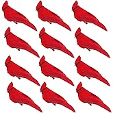 Yistao Red Cardinals Ornaments, 12 Pack 5.5" Artificial Red Birds Clip on Christmas Tree Decoration Cardinal Birds for Christmas Decorations, Winter Theme, Wreaths