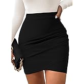 Pink Queen High Waisted Mini Skirts for Women Tulip Hem Ruched Asymmetrical Bodycon Pencil Short Skirts Date Night Outfits