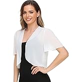 Women Bolero Shrug Soft Chiffon Open Front Sheer Short Sleeve Cropped Cardigans for Evening Dress