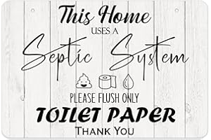 FLYAB Septic System Bathroom Sign 8"x12" Funny Septic Tank Sign for Bathroom Flush Only Toilet Paper Plaque Sign for Toilet Restroom Wall Decor