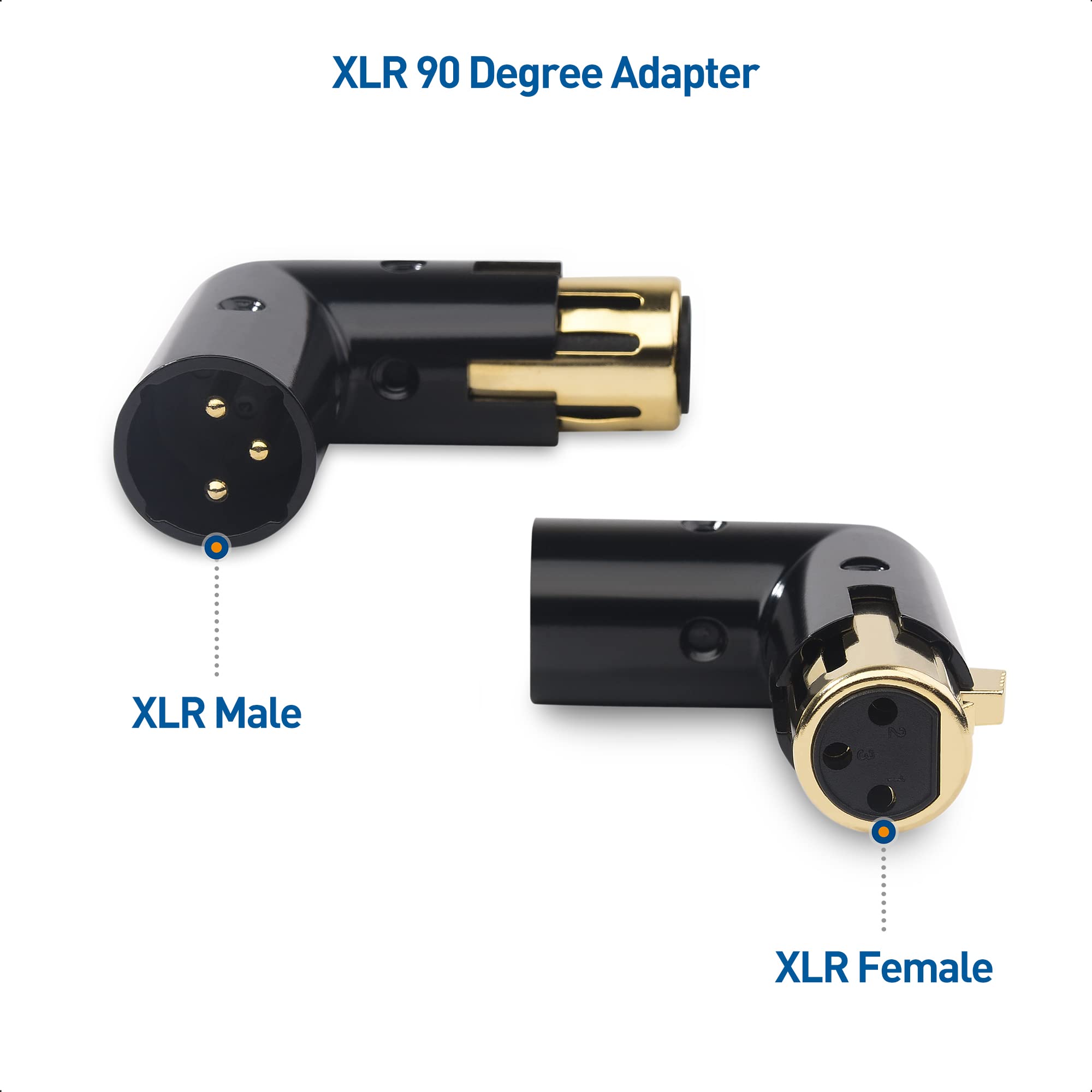 Cable Matters 2-Pack Adjustable Male to Female Right Angle XLR Adapter in Black (XLR 90 Degree) & 120 Ohm 3-PinXLR Terminator/DMX Terminator - Optimal Signal Integrity for Lighting and Audio System