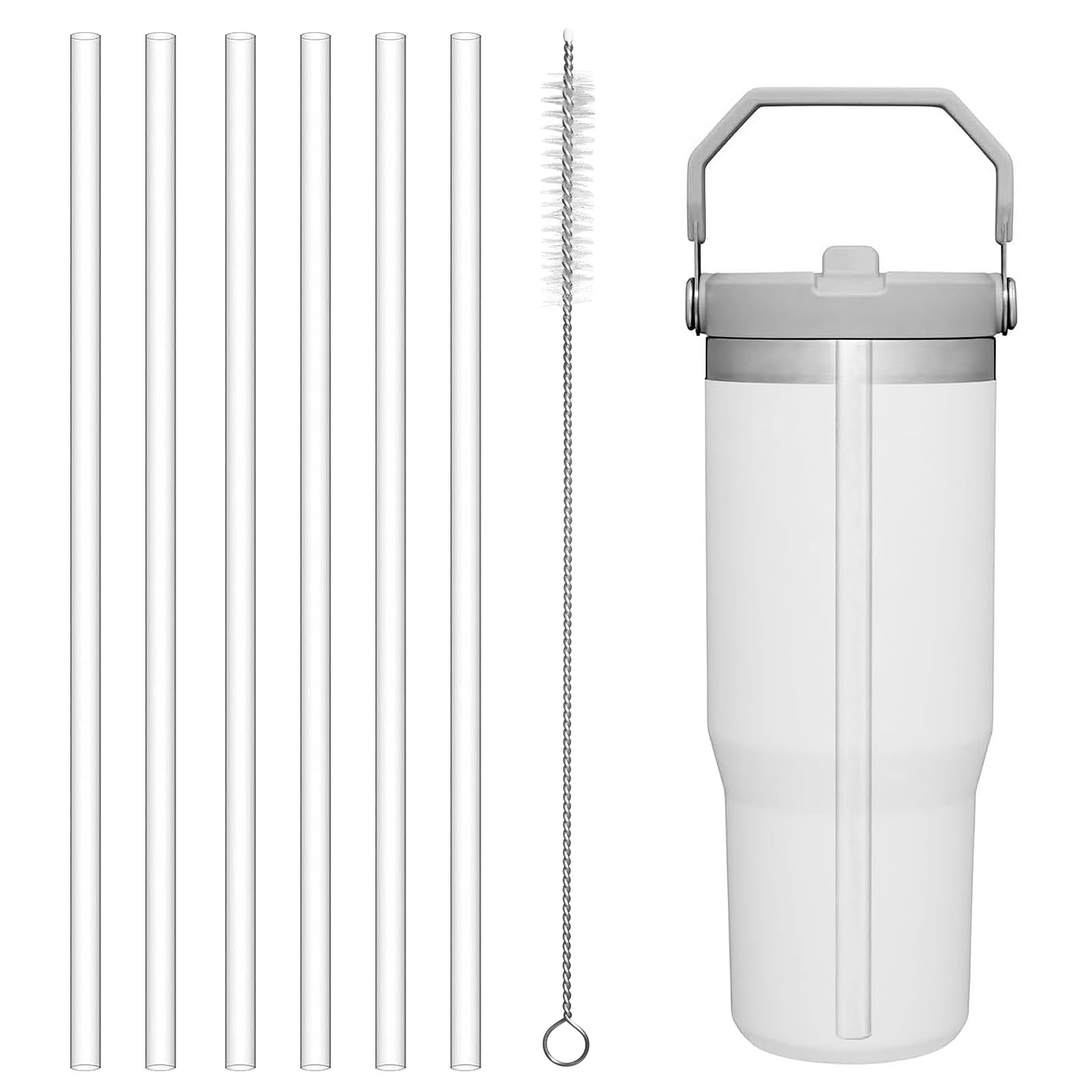 Yuecda Replacement Straw for Stanley Iceflow 30oz,Reusable Clear Straws Compatible with Stanley IceFlow Flip 30oz Tumbler with Straw Cleaner Brush for Stanley (Only Fit Iceflow 30oz Original Lid)
