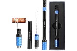 Phoelux Cigar Punch Multitool 4-in-1 Cigar Draw Enhancer Tool, Twin Needle, Retractable and Screw Out Cigar Double End Punch-2 Size Blades Cigar Hole Opener with Gift Box (Blue Black)