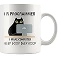Panvola I R Programmer I Make Computer Beep Programmer Gifts To Boyfriend Husband From Girlfriend Wife Cat Lover Programming Student Graduation Gifts Ceramic Coffee Mug (White, 11 oz)