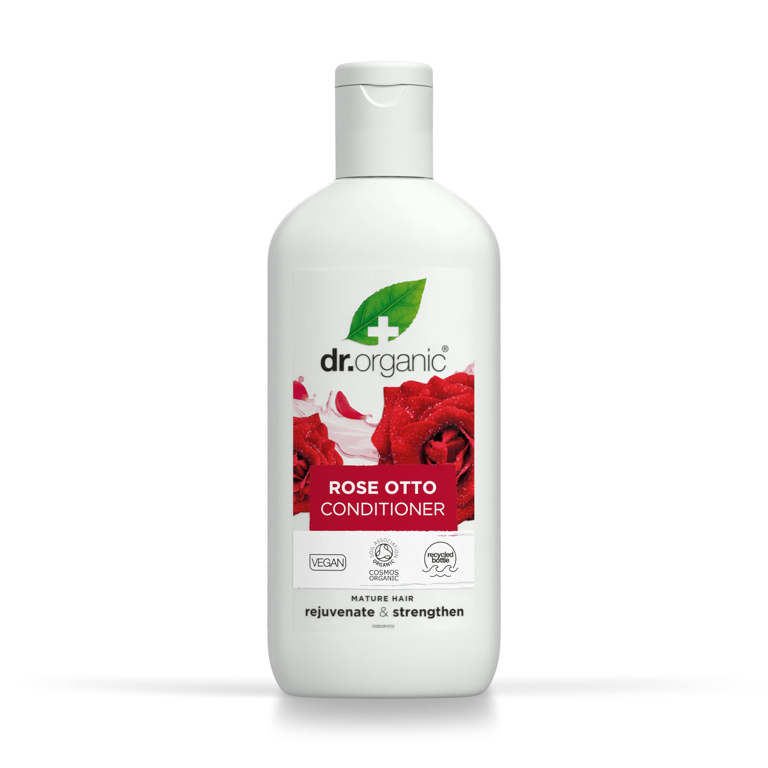 Dr Organic Rose Otto Conditioner, Restoring, Mens, Womens, Natural, Vegan, Cruelty-Free, Paraben & SLS-Free, Recyclable & Recycled Ocean Bound Plastic, Certified Organic, 265ml, Packaging may vary