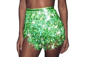 Zoestar Boho Sequin Tassel Hip Scarf Mardi Multilayer Belly Dance Skirt Sparkly Performance Wrap Belt Skirt for Women