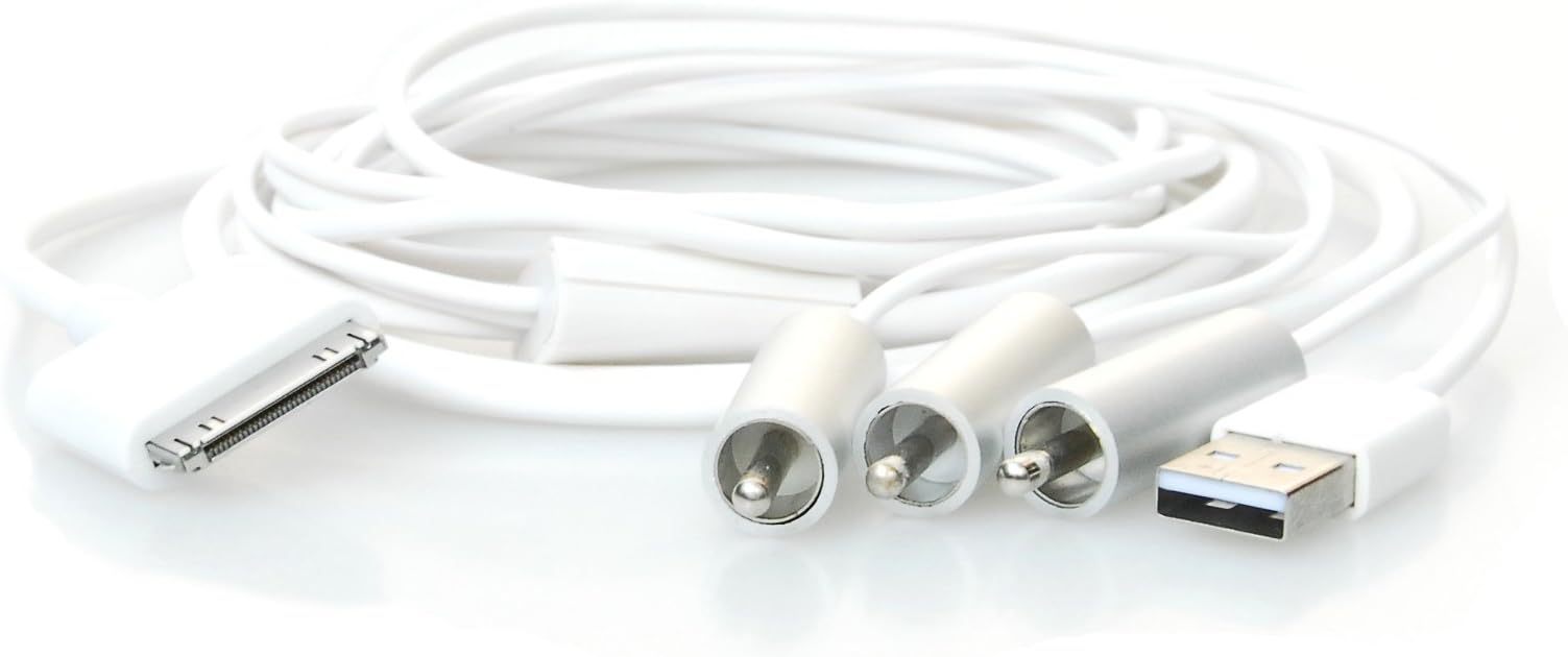 KanaaN AV Composite RCA Cable for Apple / Audio - Video Cable for Apple iPad 3 iPad 2 & iPad iPhone 4 & 4S iPhone 3G 3Gs iPod Nano, Touch und Classic iOS 4 4.2 4.5 (works with all iOS devices)