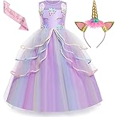 Unicorn Dress for Girls Unicorn Costume Pageant Princess Dress Party Birthday Christmas Long Gown with Accessories