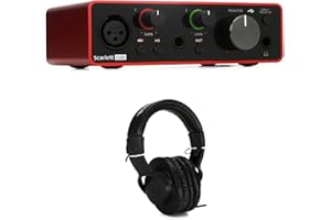 Focusrite Scarlett Solo 3rd Gen USB Audio Interface Bundle with Audio-Technica ATH-M20x Headphones, Studio Recording Kit for Musicians, Podcasters, Content Creators, Includes USB Cable and Software