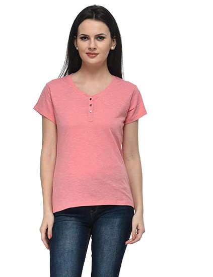 Women Cotton slub Henley Top(XS-4XL)
