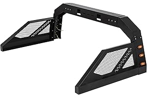 GUDESEN Truck Roll Bar Chase Rack Adjustable with 6 Amber Auxiliary Side Marker Lamps, Universal Fit for Pickup Trucks