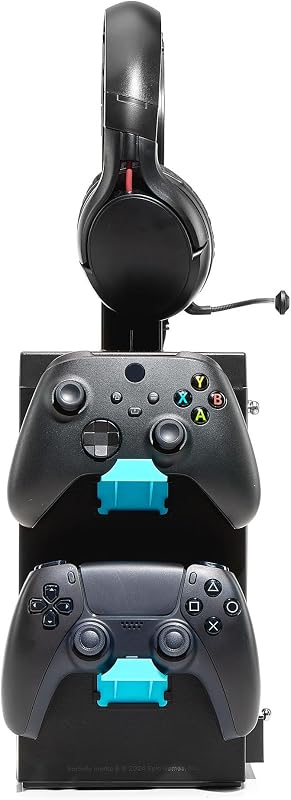 Gabinete oficial de jogos Fortnite Good Game e Suporte de Armazenamento – Capacidade para 10 jogos/DVD, 4 comandos, auscultadores e acessórios – Organizador de Jogos Compacto